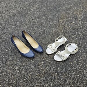 Ralph Lauren Blue Leather Pump + Munro Vegan Snakeskin sandal sz 7.5